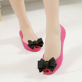 2016 Summer Jelly Ballet Flats Woman Melissa Shoes Sandalias Femininas Peep Toe Sweet Bow Jelly Beach