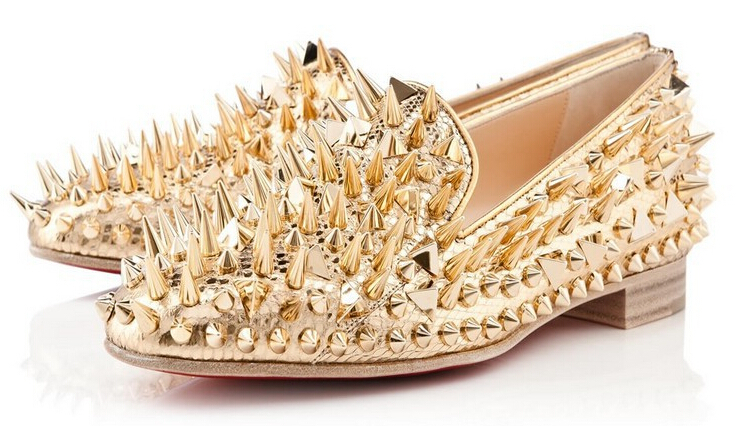 gold spike red bottoms