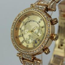 China air express hot women rhinestone dress watches analog quartz ladies full steel wristwatches 18k gold