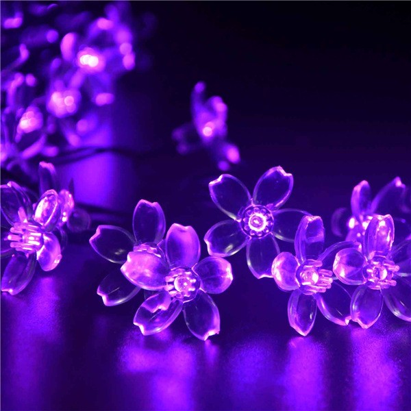 Solar Fairy String Lights 21ft 50 LED Purple Blossom (5)