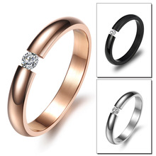 Fashion Imitation Diamond Jewelry Wedding Ring Austria Cubic Zirconia Stainless Steel Ring Three Color Full Size HD373/258