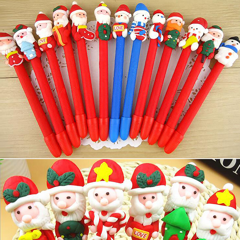 4PCS Randomly Pens Cute Cartoon Santa Snowman Gel Pen for Kids Children Students and Office Ball Pen,as Gifts for New Year #LNF