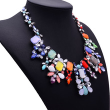 2014 Newest Women Statement Necklace Brand ZA Vintage Jewelry Flower Bib Multicolor Fashion Necklaces PendantsWomen Collar8730