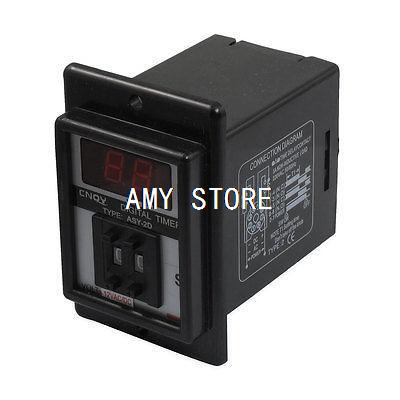 ASY-2D AC/DC 12V 9.9 Second Digital Timer Programmable Time Delay Relay Black 8 Pins