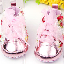 Beauty Baby Girl Shoes Rose Flower Soft Sole Baby Lace Up Shoes Prewalker