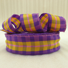 5Y42283 1″(25mm) yellow plaid scotish ribbon printed polyester ribbon 5 yards, DIY handmade materials, wedding gift wrap