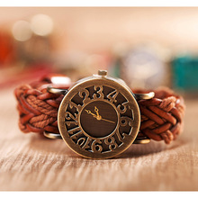 Retro relojes mujeres 2015 nueva correa de la armadura del reloj de cuarzo creativo alta calidad de cobre muñeca watch7 colores de cuero reloj