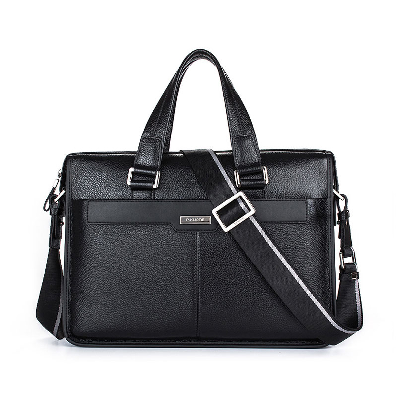 Фотография Genuine Leather Handbag Brand Cowhide Men Briefcase Business Leather Laptop Briefcase Shoulder Bags Men Messenger Travel Bag
