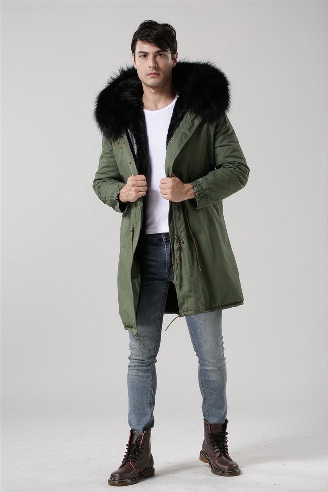 green coat with black fur