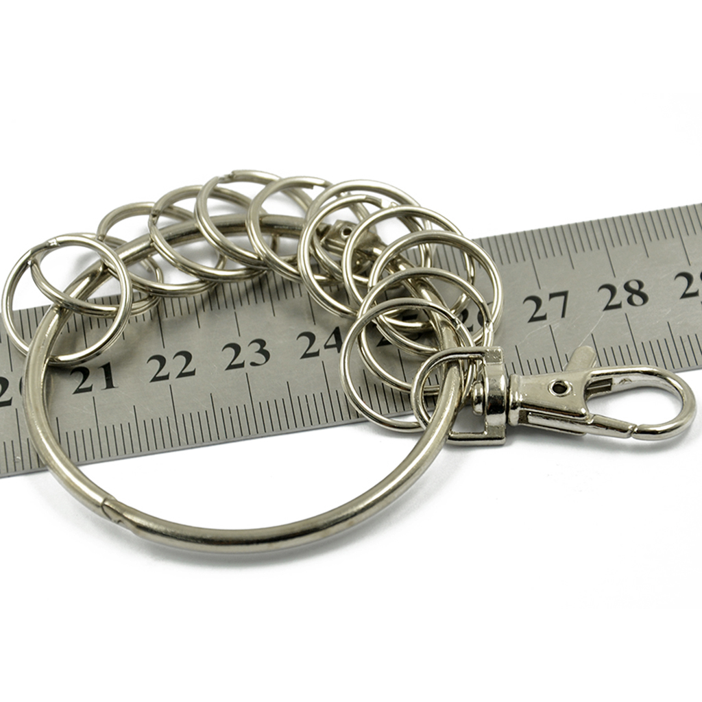 Phenovo Silver Key Rings Holder Silver Round Large Retro Keychain Key Holder for Organizing Keys Fashion Jewelry