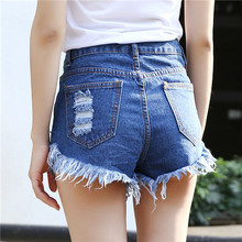 women rivet High Waist Shorts jeans 2015Summer denim Sexy Hot rivet ripped shorts Women s Clothing