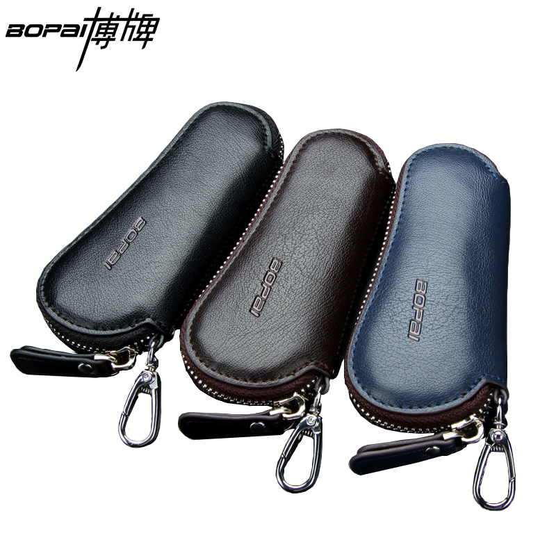 Genuine Leather Car Key Wallets Men Key Holder Housekeeper Keys Organizer Women Keychain Covers Zipper Key