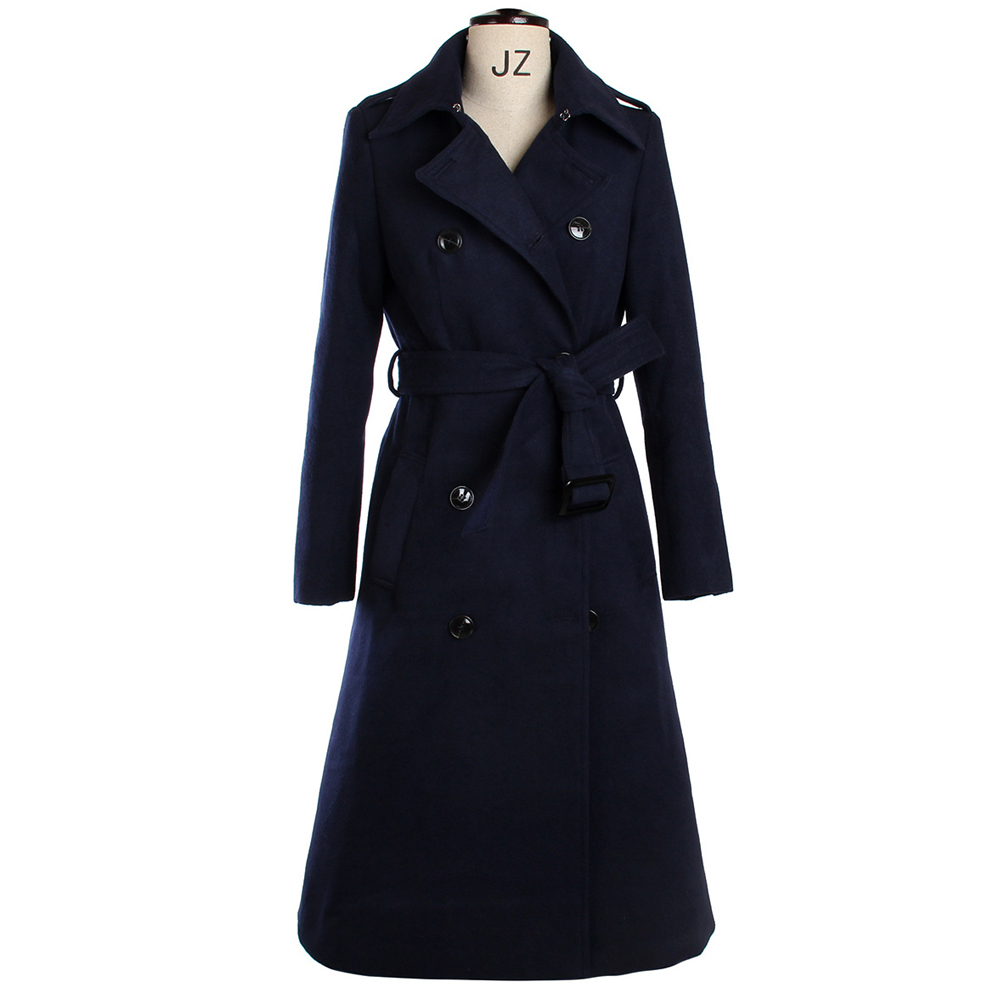 Winter Coat Women 2015 Drouble Breasted Belt Wool Coat Plus Size Women  Long Trench Coat Casacos Femininos Women Long Coat
