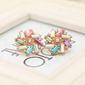 Free Shipping 6 Color Cute Crystal Stud Earrings For Women Flower Earrings boucle d oreilles Earring