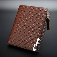 New Multifunction Man Wallets 3 Colors Mens PU Leather Zipper Business Wallet Card Holder Pocket Purse Hot Plaid Pouch Fashion