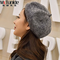 Sweet Painter Hat Autumn Winter New Fashion Cute Woolen Berets Ladies Women s Beanies Fluffy Casquette