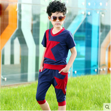 Children s clothing summer sets 2015 boys short sleeve tracksuit 12 15 years old boy clothes