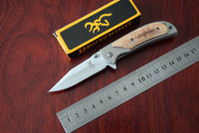 12Pcs/lot 440C Blade OEM Browning 338 Wood Handle Tactical Folding knives Pocket Knife Camping tool Survival Drop shipping