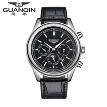 Free Shipping Watches Men Top Brand Luxury GUANQIN New Fashion Quartz Waterproof Leather Strap Mens Watches