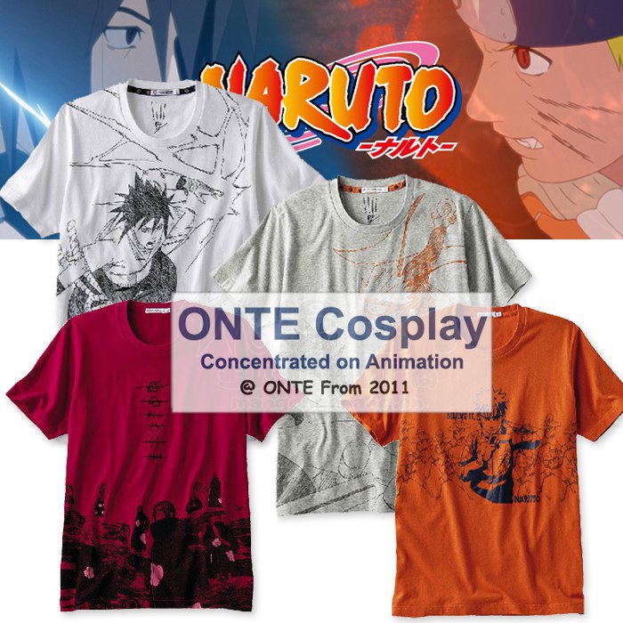 ONTE High Quality Anime Naruto Cosplay T-Shirt Uzumaki Naruto / Uchiha Sasuke / Akatsuki Short-sleeve T Shirts for Summer Swear