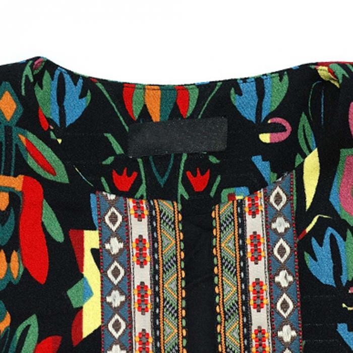  Spring Autumn Women Outerwear Vintage Women Lady Ethnic Floral Print Embroidered Short Jacket Slim Coat (20)