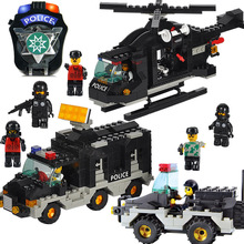 Sluban 499Pcs Swat Police helicopter Command Car Set Kids Educational Block Toys Compatible with Legoes