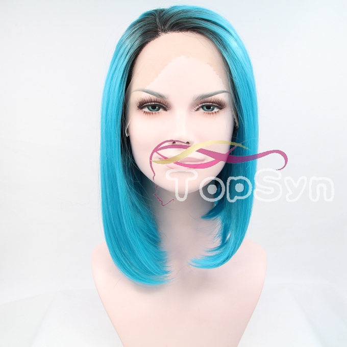 ... Free shipping straight blue ombre Synthetic Lace Front Wig Glueless black/blue short bob Heat ... - Free-shipping-straight-blue-ombre-Synthetic-Lace-Front-Wig-Glueless-black-blue-short-bob-Heat-Resistant