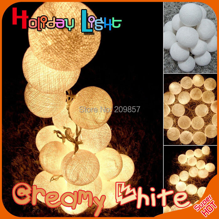 20 Balls/Set Creamy White Cotton Ball Light Led String Light For Natal Christmas Led Lights