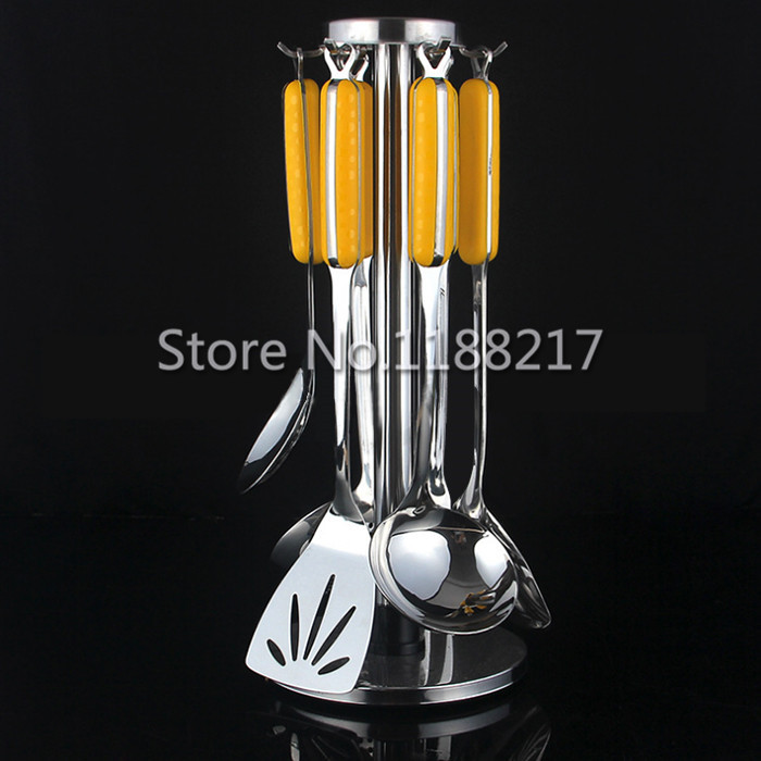 7 PCS Stainless Steel Polished High Quality Kitchen Tools Healthy Nylon handle Nonstick Cookware Sets A0051