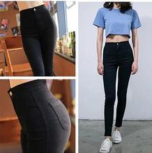 2015 мода женщин старинные тонкий облегающие эластичные высокая талия узкие джинсы тонкий карандаш брюки сексуальные тонкие бедра джинсовые брюки(China (Mainland))