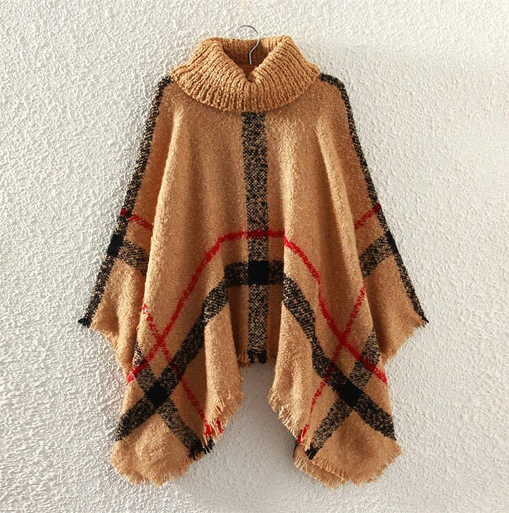 Hot New Europe America Style Pashmina Assorted Colors High Collar font b Tartan b font Knitwear