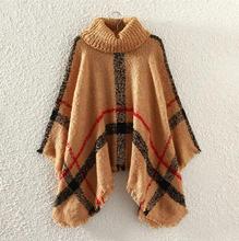 Hot New Europe America Style Pashmina Assorted Colors High Collar Tartan Knitwear Tassel Cloak Shawl Tippet