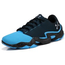 Men Casual Shoes Fashion Mixed Color Lace Up Sport Breathable Mesh Canvas Flat Walking Trainers Zapatillas Hombre Outdoor Blue