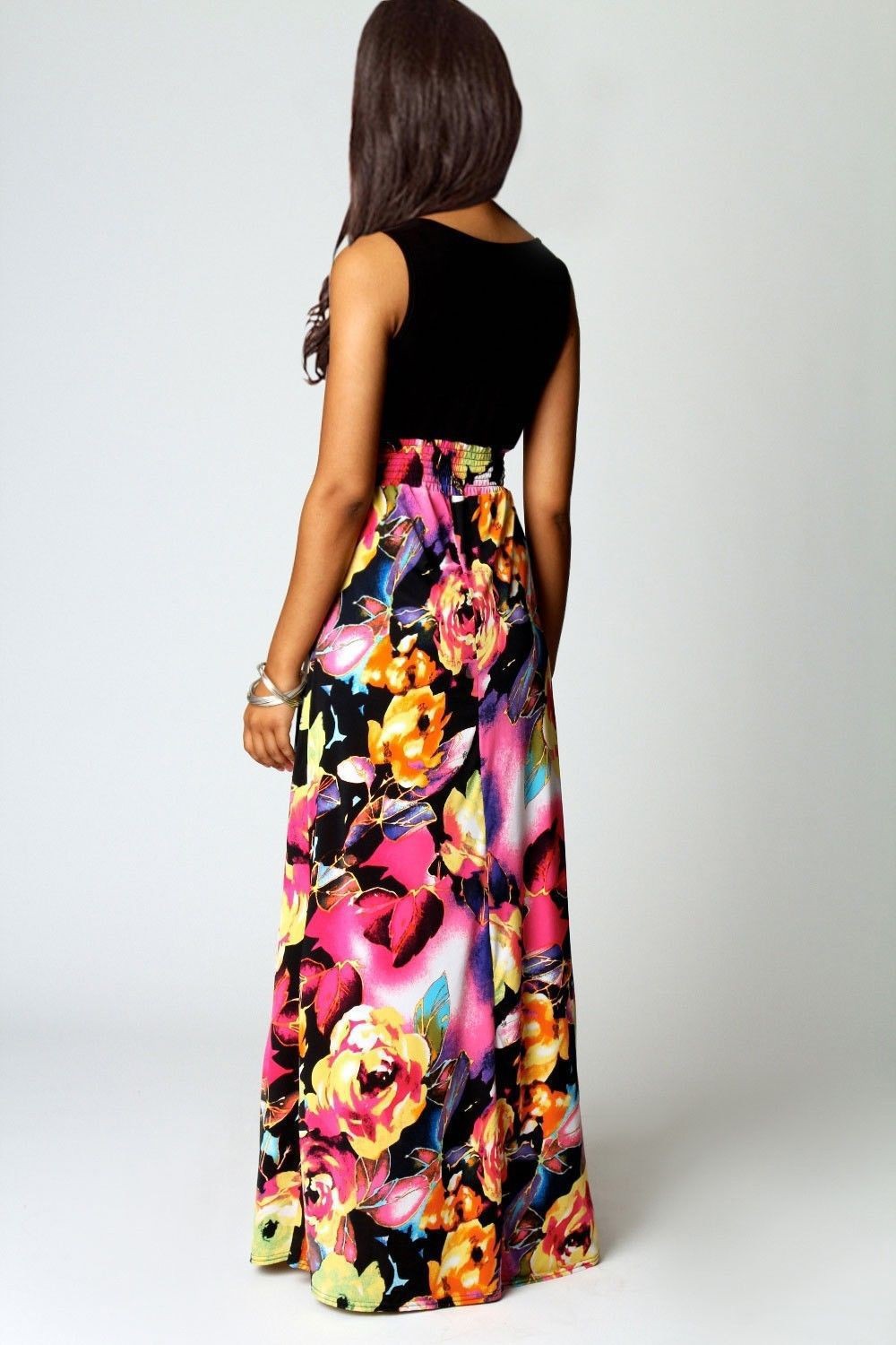 Women Maxi Dress Summer Dress 2015 Deep V-neck Sleeveless Floral Printed Dress Princess Dresses robe longue femme (8)