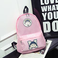 2016 New Fashion Casual Daypack Lady Trendy Netted Nylon Schoolbag Cartoon Printing Backpack Women Solid Color