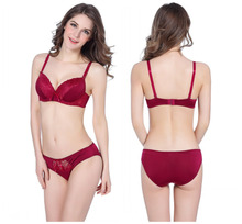 2016 New Arrival! Sexy Lace Bra Set C Cups Lingerie Push up Sexy Bra + Panty Set Underwear gathering Bra Briefs Plus Size H122