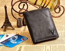 New Arrival Men s Bulls Mark 100 Genuine Leather wallet head cowhide purse big capacity trifold