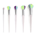 5pcs Unicorn White Spiral Handle Makeup Brushes Set Blusher Powder Eyes Cosmetic Brush Colorful Soft Hair