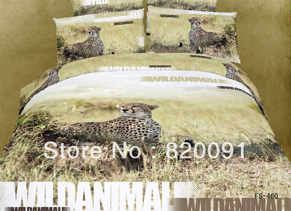 Quality Pure Cotton Oil Painting Manly Wild Little Leopard Bedding Bed ...