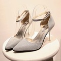 Women Pumps Sexy Silver Bottom Pointed Toe High Heels Belt Buckle Shoes Woman 2015 Brand New