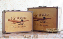 Old style wooden box painting canvas fashion vintage box props suitcase studio props