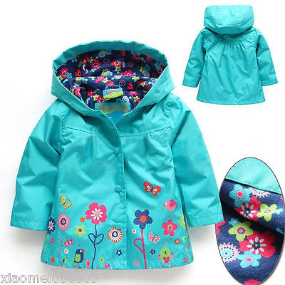 2015 Girls Long Sleeve Windbreak Girl Floral Waterproof Jacket Kid Anorak children