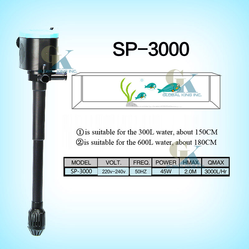 45W, 3000L/H Powerhead Submersible Pump Aquarium Fish Tank Undergravel