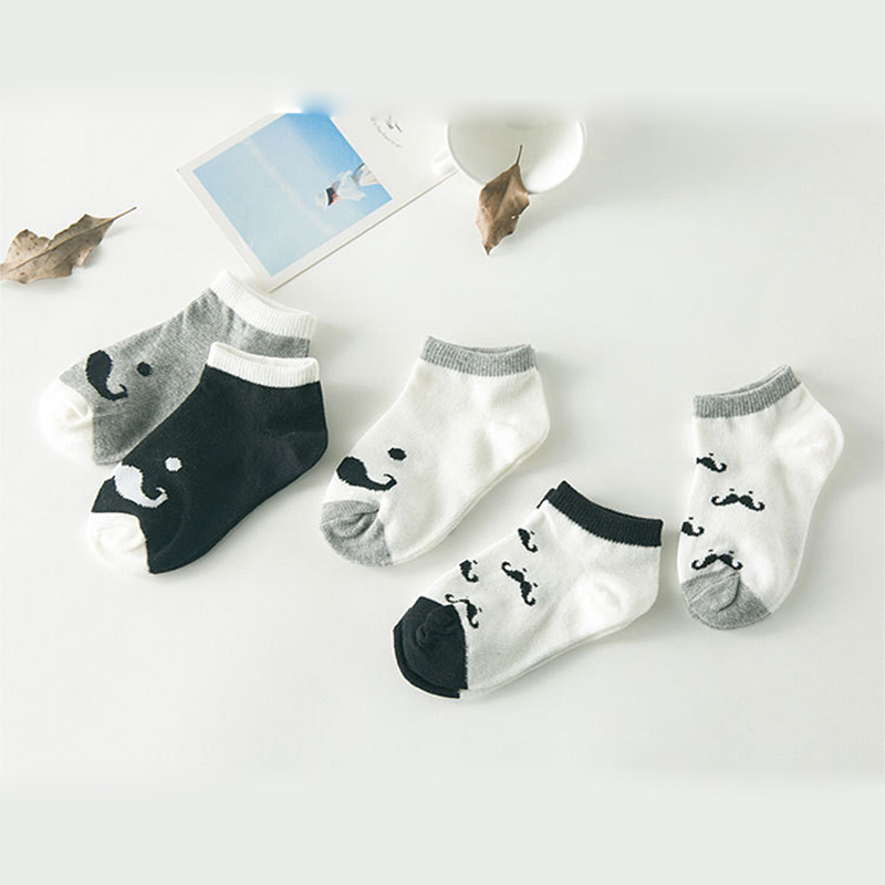Fashion Baby Net Socks 5 pairs lot Cotton Unisex Mustache Pattern LYc757 Cute Baby Kids Ankle