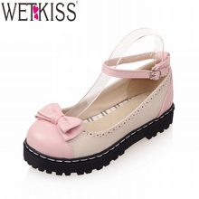 New Arrival Girl’s Shoes Ankle Strap Flats Flat Sole Shoes Woman Bowtie Women Flats Patch Color Spring Summer Flats Size 33-43