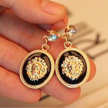 Hot Sell New Europe and America the retro Metals Fashion Black Lion head Female Accessories Earrings Ear studs Wholesale E-23