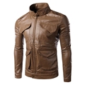 Fashion Leather Jacket 2016 Autumn new Fashion Men Outdoor Casual Slim Fit PU Motorcycle Jacket Four