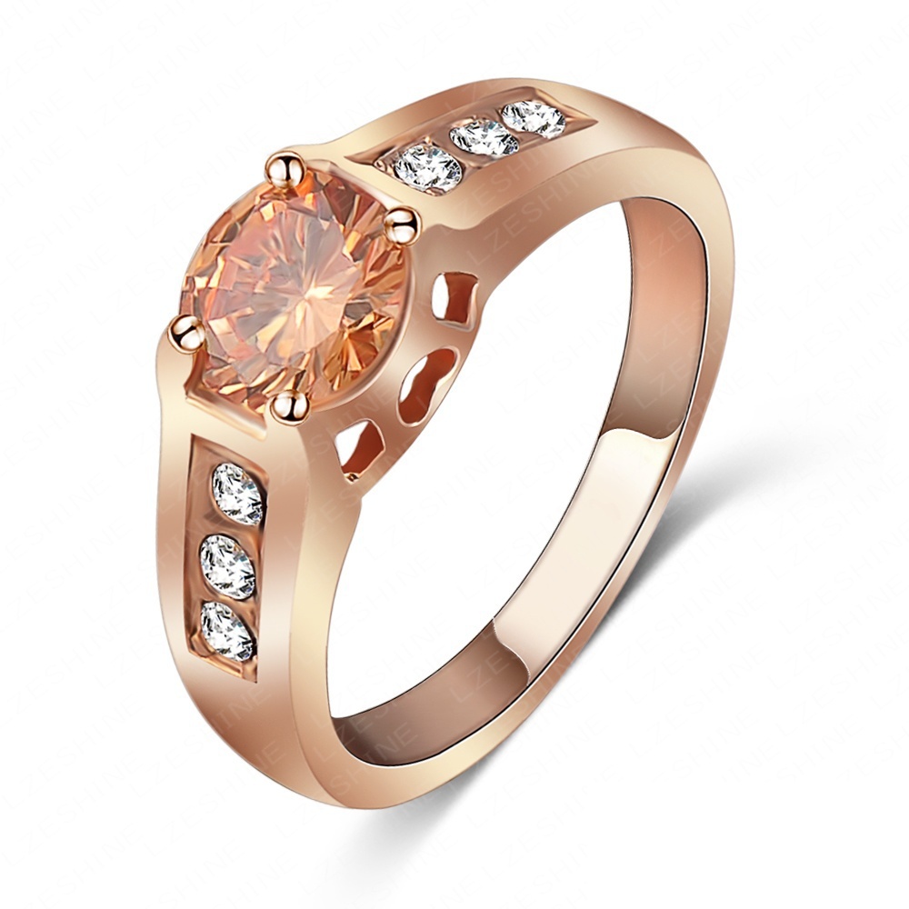 Fashion Jewelry 18K Rose Gold Platinum Plated Engagement Ring with Genuine SWA Elements Crystal Ri HQ1002