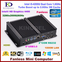 16G RAM+128G SSD HTPC Core i5 4200U fanless desktop computer,HDMI,Dual COM,USB 3.0,VGA,WIFI DHL free