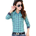 New female shirts women Plaid shirts cotton Slim top girl fashion long sleeve shirts plus size
